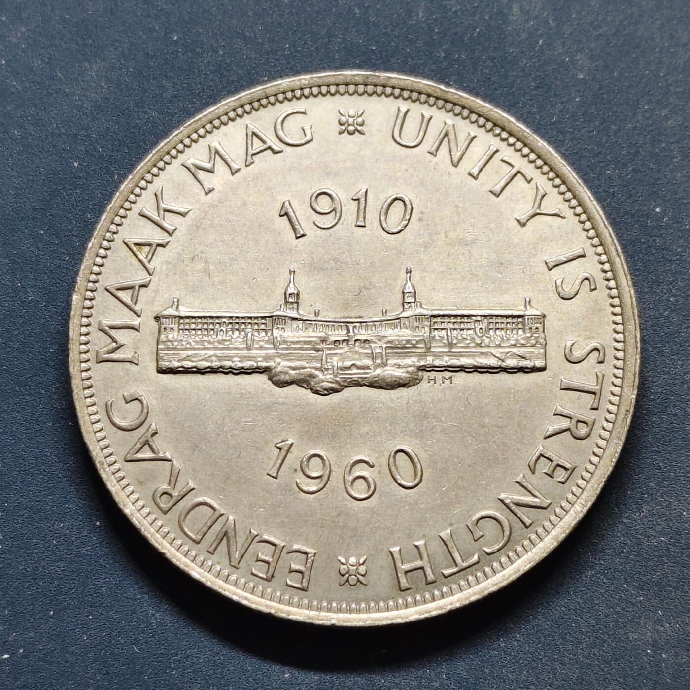 【全场包邮】纯粹捡漏拍495场-持续更新中 南非1960年5先令联盟成立50周年克朗型纪念银币