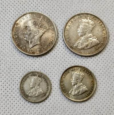 甄臻铺-世界币章拍卖（第48期）精品场拍品征集中，送拍享返佣金等优惠多多 - 四枚一组，乔五海峡银币五分、十分、20分，unc状态；乔六海峡20分，63-64状态