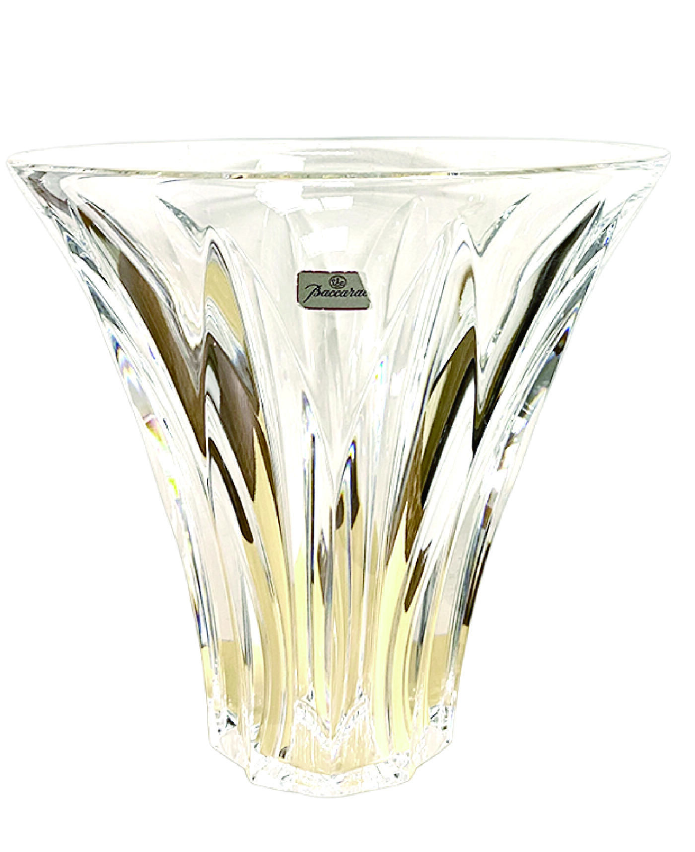 上海拍卖行2025年秋季古董珍玩拍卖会 法国Baccarat Art Deco风格经典款车料水晶大花瓶(H:26.5cm,口径:23cm)