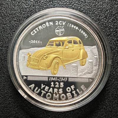 【德藏】世界币章拍卖第162期（拍品征集中~欢迎藏友联系） - 2011年 帕劳汽车诞生125周年系列雪铁龙5元精制纪念银币 直径约：38.6mm；重约：25g；925银