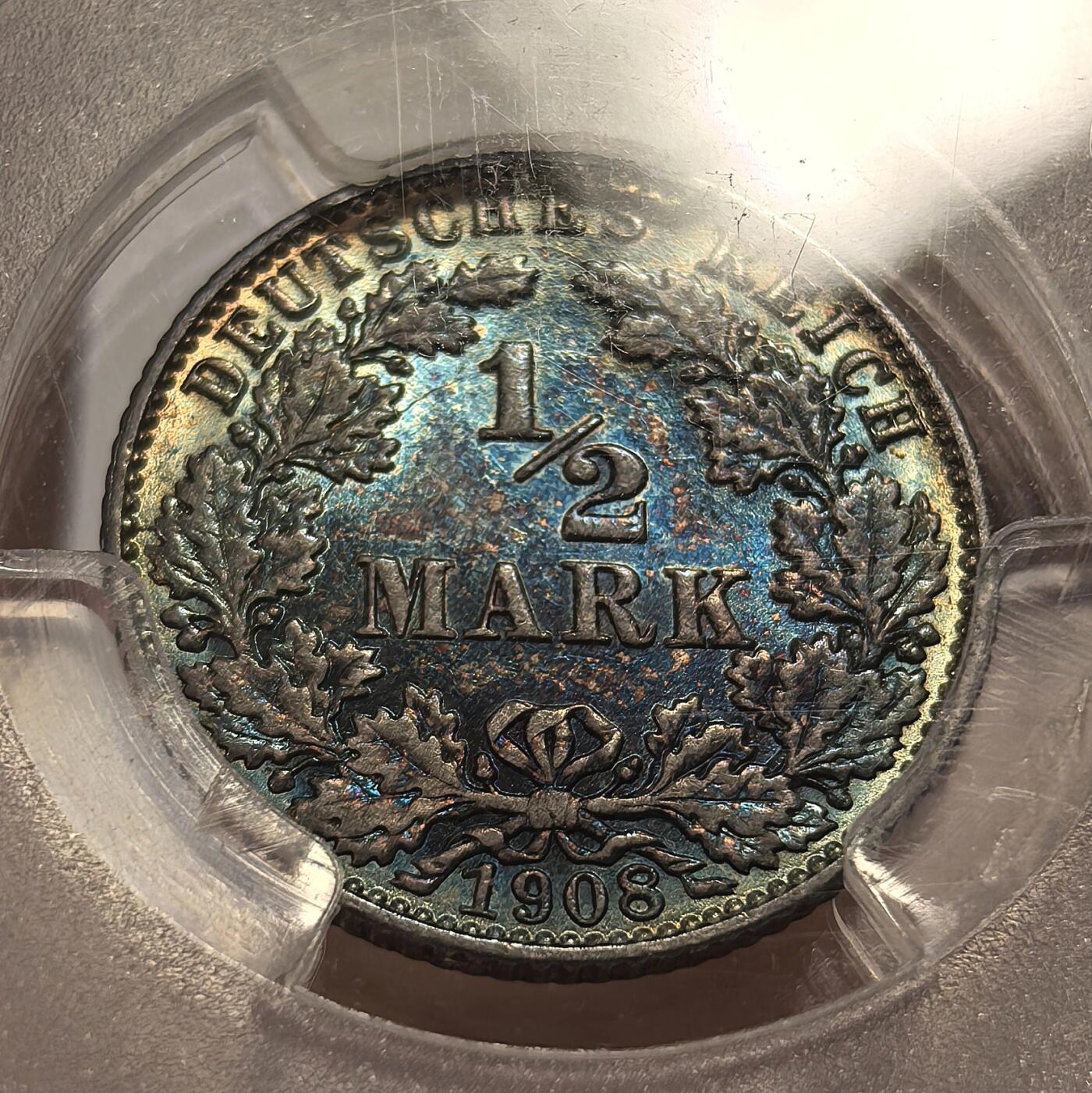 博洋堂世界钱币拍卖第157期（全场包邮） PCGS MS64 德国1908年E版1/2马克银币