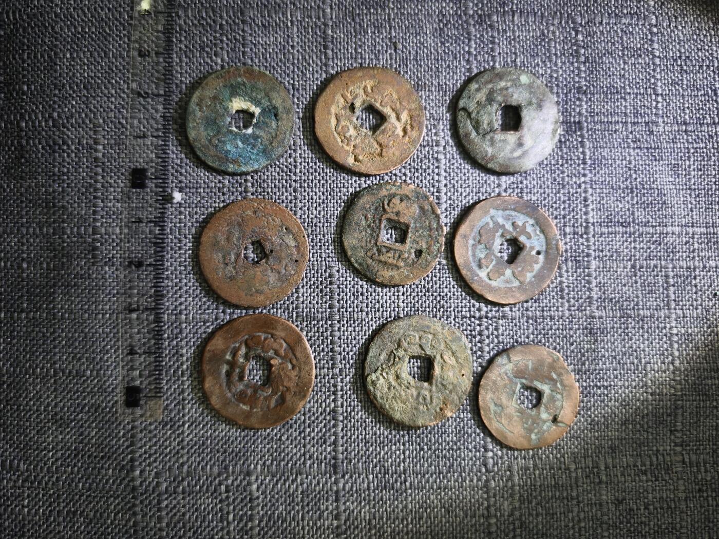 107期新疆红钱粟特钱币丝路钱币专场 毛病新疆红钱版式一组九个