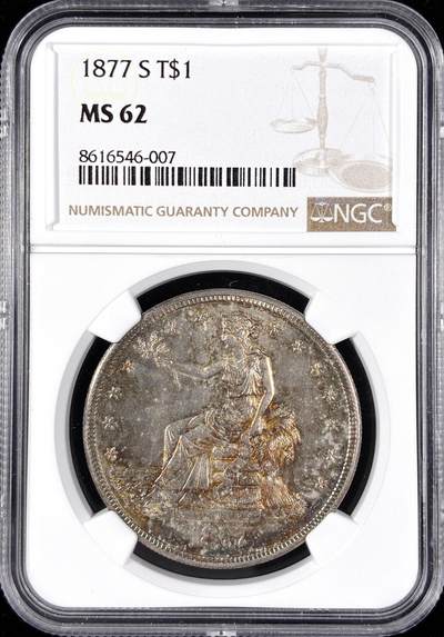 【雨安】【直播拍卖】【第0124期-评级币章】2026-01-17 周六 19:30 - [评级美洲] 美国 1美元 KM#0108 (1873-1885) 拿花 1877年S  NGC-MS62