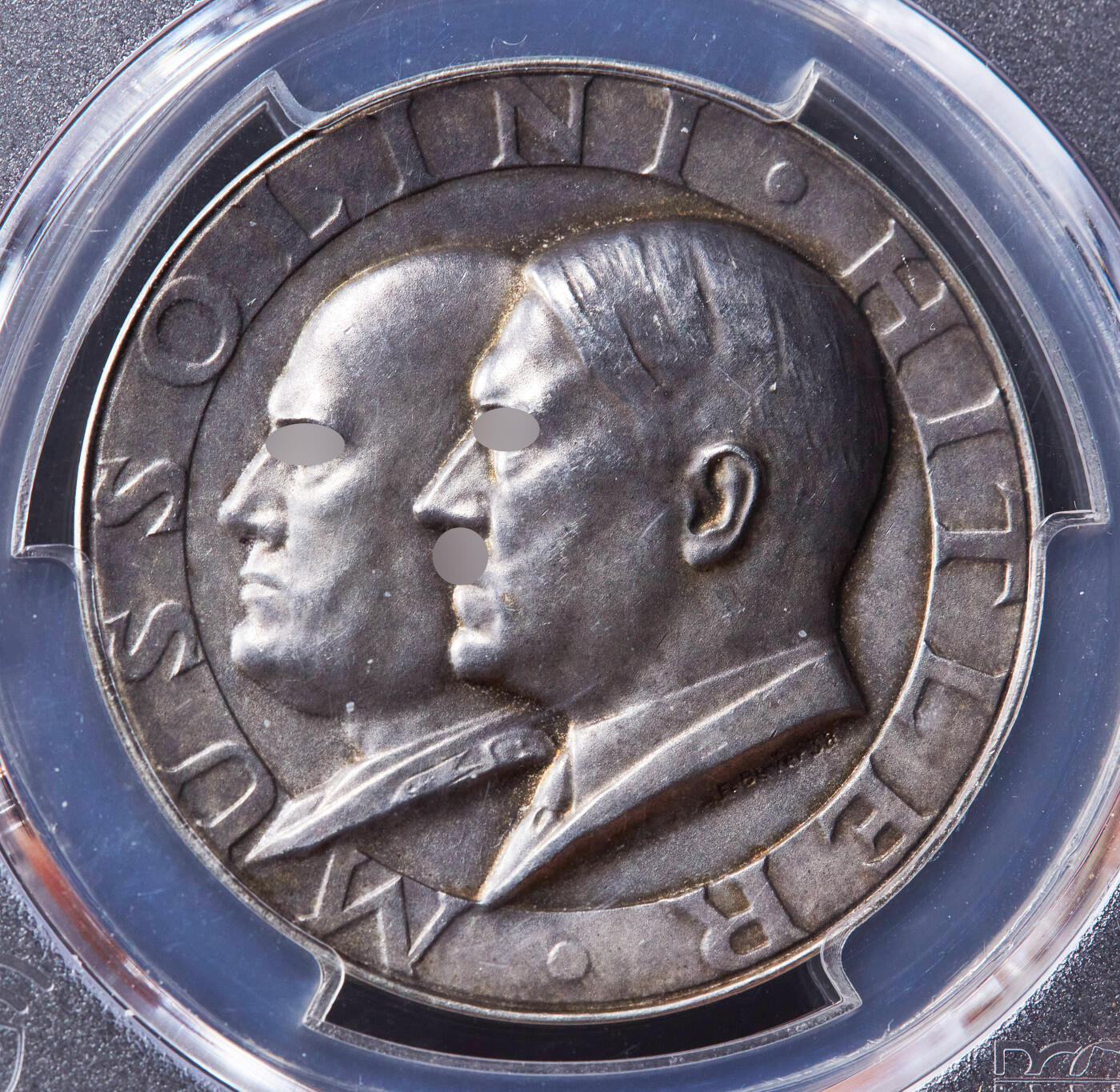 【俄甄集藏】“万象更新、马呈祥瑞”迎新春俄甄精品场-2026年(047)01-21 星期三 晚 19:30 全场包邮 德国第三帝国1938年德国总理与意大利墨索里尼互访首都纪念银章，PCGS SP63，高浮雕名誉品种，原图联系客服或者查询相关官网查看