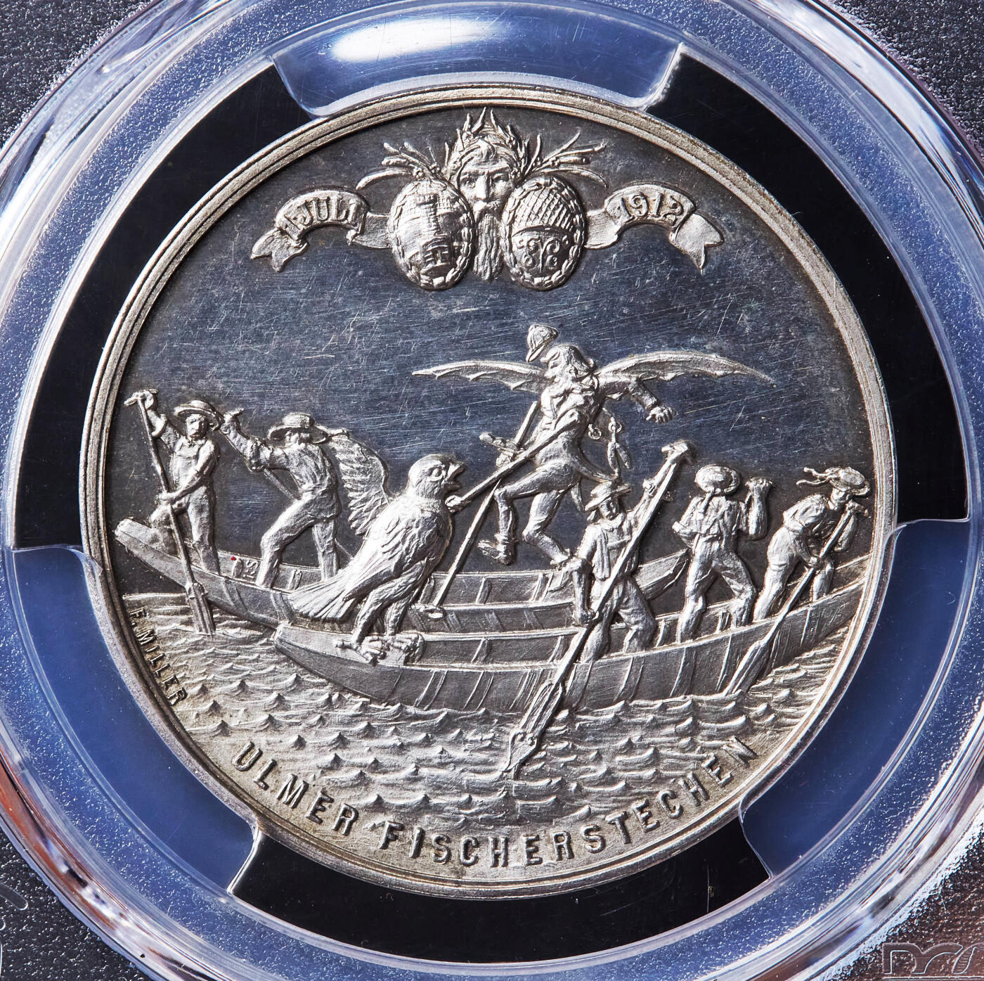 【俄甄集藏】“万象更新、马呈祥瑞”迎新春俄甄精品场-2026年(047)01-21 星期三 晚 19:30 全场包邮 德国乌尔姆1912年纪念多瑙河上的甘斯托尔桥完工银章，PCGS SP63，季军，类精制底板，少见品种