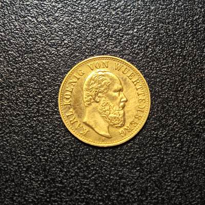 【德藏】世界币章拍卖第162期（拍品征集中~欢迎藏友联系） - 1877年(后铸) 德国符腾堡5马克金币 含金量91.55% 直径约：17mm；重约：2.1g