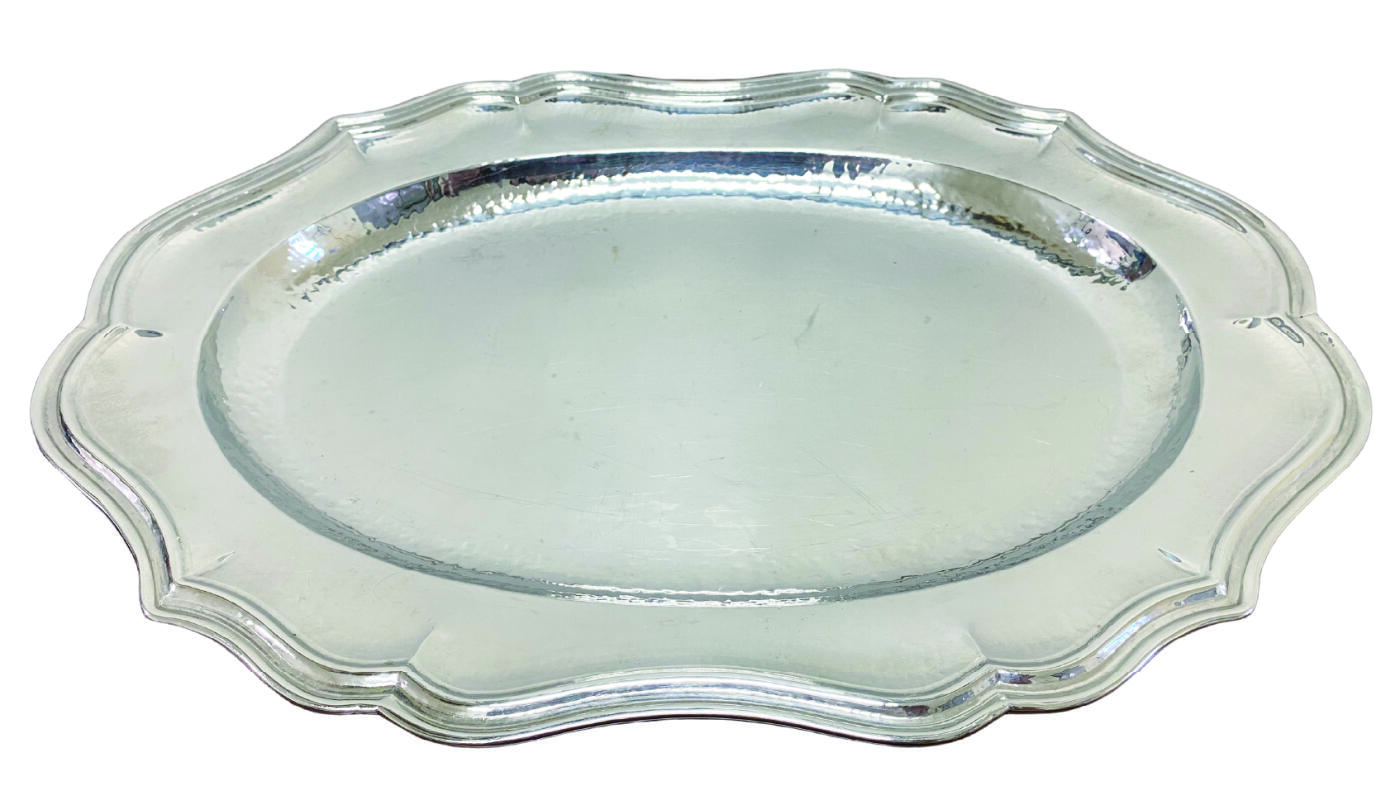 上海拍卖行2025年秋季古董珍玩拍卖会 20世纪中期意大利镀银大果盘(L:44cm)