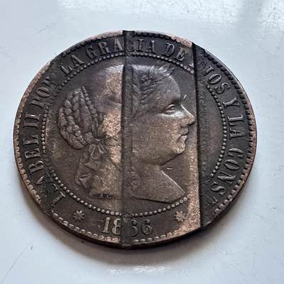 🌹外币初藏🌹🐯2026年第8场  每周二四六晚8️⃣点 接代拍 - 加工过的1866年西班牙伊莎贝拉2.5分