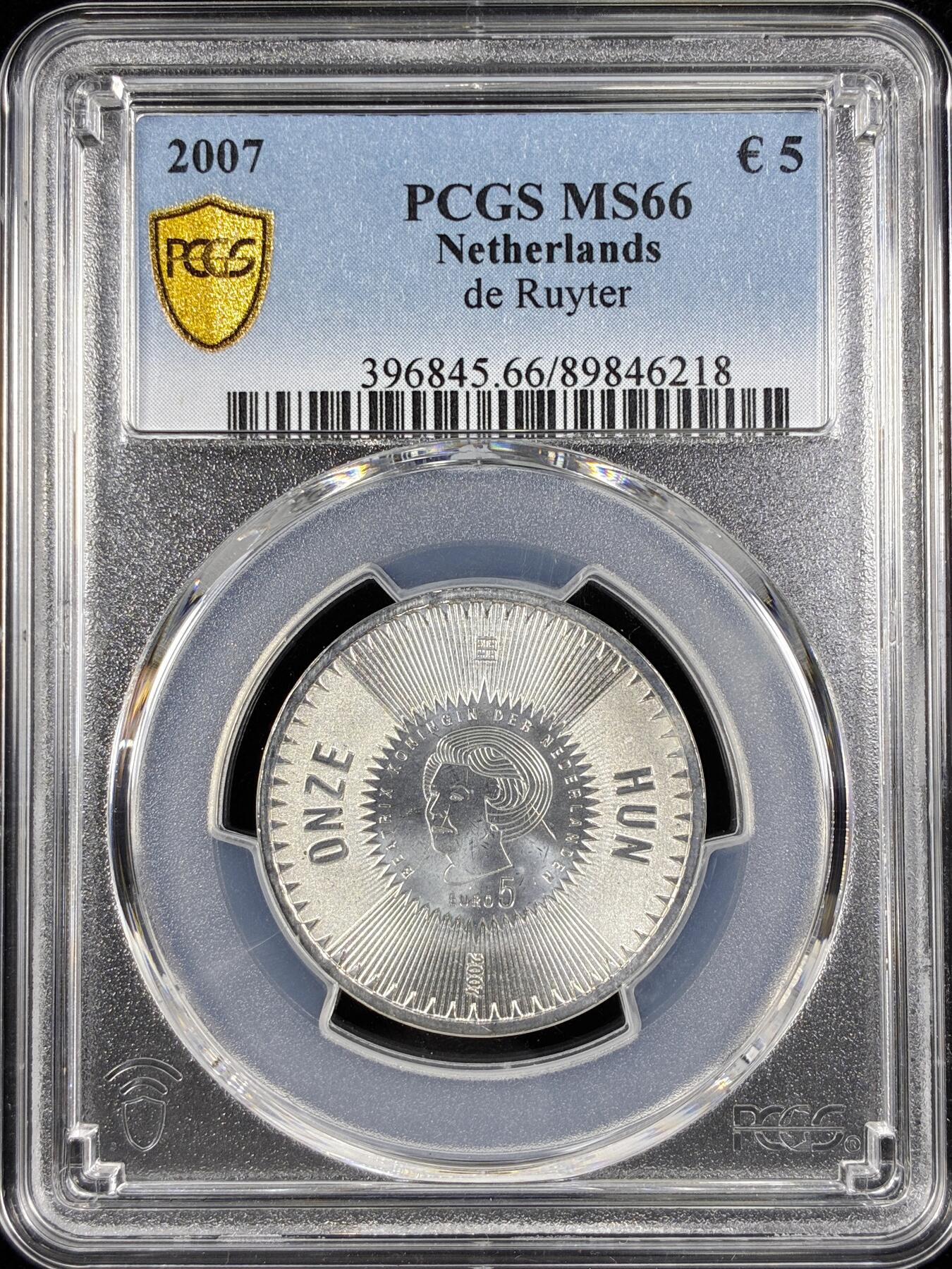 【雨安】【直播拍卖】【第0124期-评级币章】2026-01-17 周六 19:30 [评级欧元] Netherlands 欧元 荷兰 10欧元 2007年 海军英雄鲁伊特  PCGS-MS66