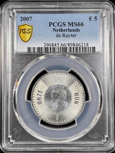 【雨安】【直播拍卖】【第0124期-评级币章】2026-01-17 周六 19:30 - [评级欧元] Netherlands 欧元 荷兰 10欧元 2007年 海军英雄鲁伊特  PCGS-MS66
