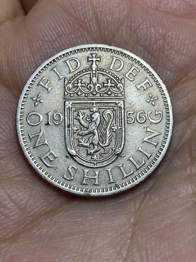 2026年第八场(总第一百七十七场）外国好品散币场(免佣金) - 英国🇬🇧1956年1先令(伊丽莎白二世青年桂冠第二版，苏格兰盾徽版)