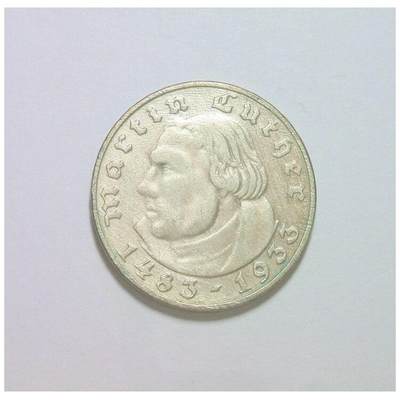 【旋风钱币】1月17日19:00准时开拍 精美欧洲币章、银币银章、第三帝国钱币等 全场包邮！ - 【银】德国第三帝国1933年J版 马丁路德2马克纪念银币 发行量8万 极美品