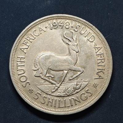 【全场包邮】纯粹捡漏拍495场-持续更新中 - 南非1948年乔治六世5先令羚羊克朗型（38.6毫米28.28克）大银币