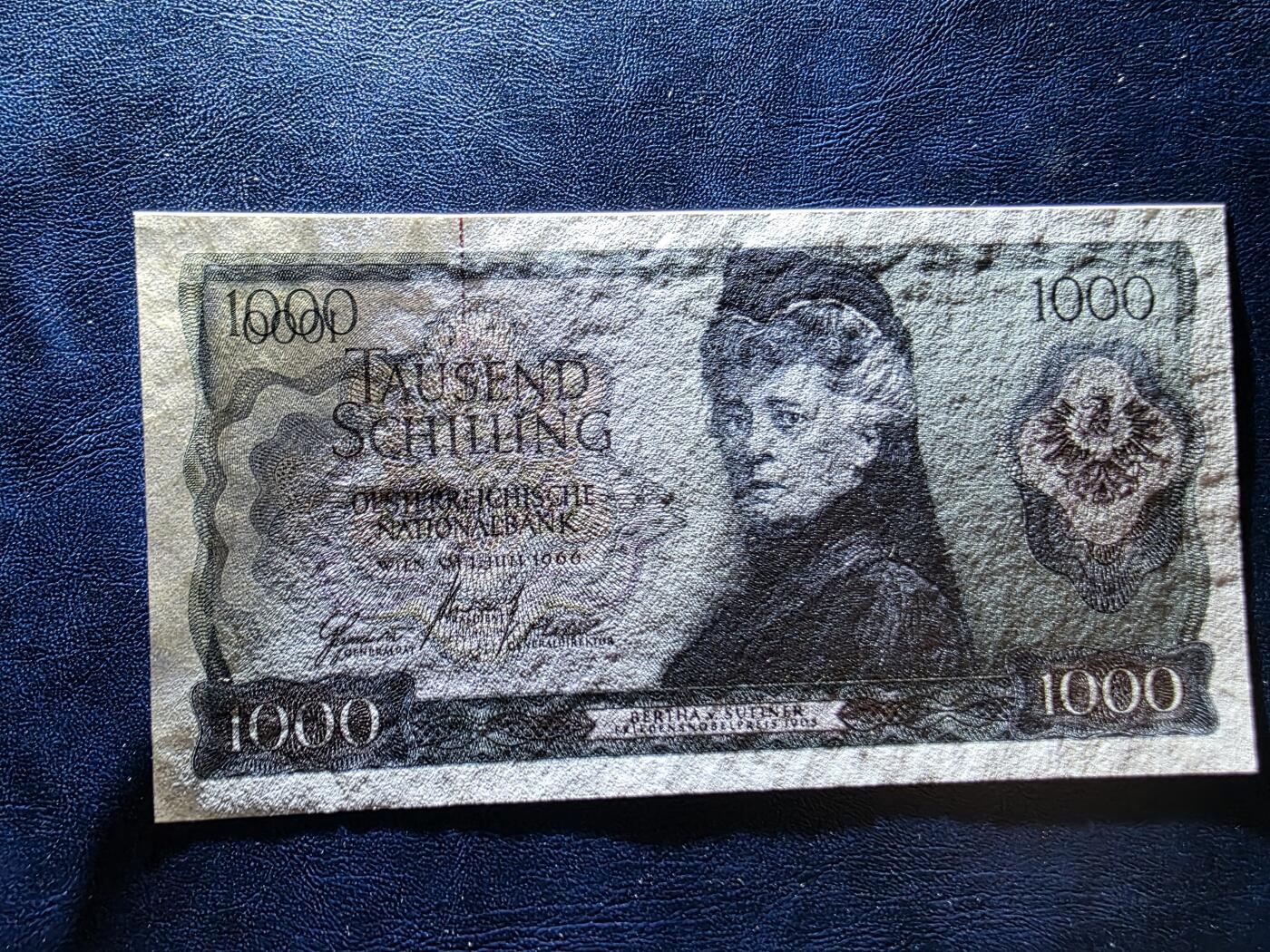 叁拾收藏第34期 奥地利1966年1000先令  苏特纳  UNC