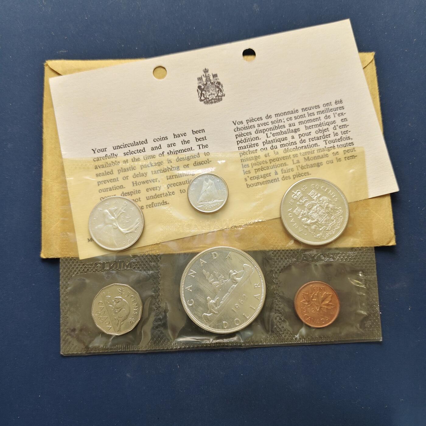 【全场包邮】纯粹捡漏拍495场-持续更新中 加拿大1962年4银1镍1铜（含纯银34.51克）官方封装套币6枚全套