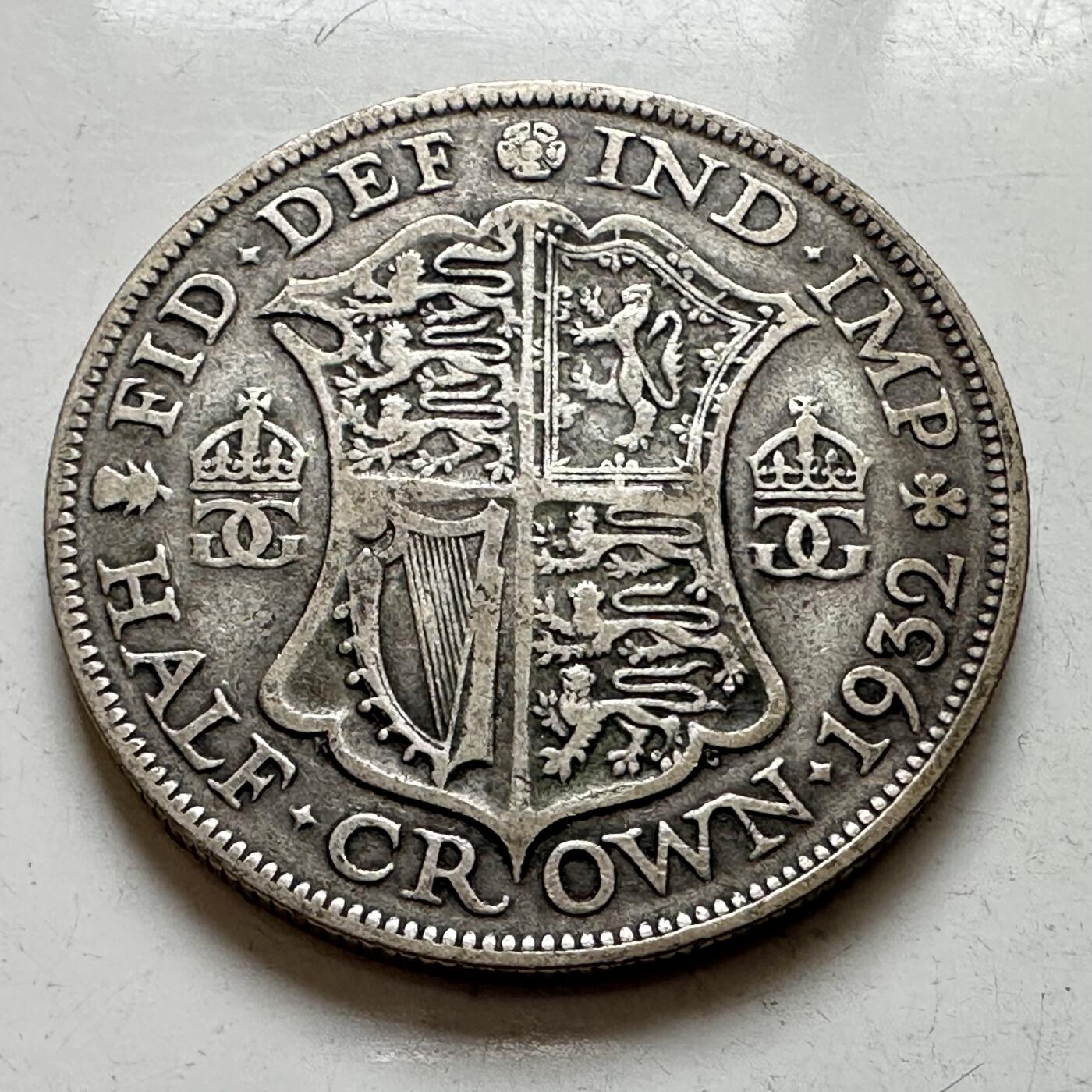 🌹外币初藏🌹🐯2026年第8场  每周二四六晚8️⃣点 接代拍 英国1932年1/2克朗 半克朗银币 14.1克50%银