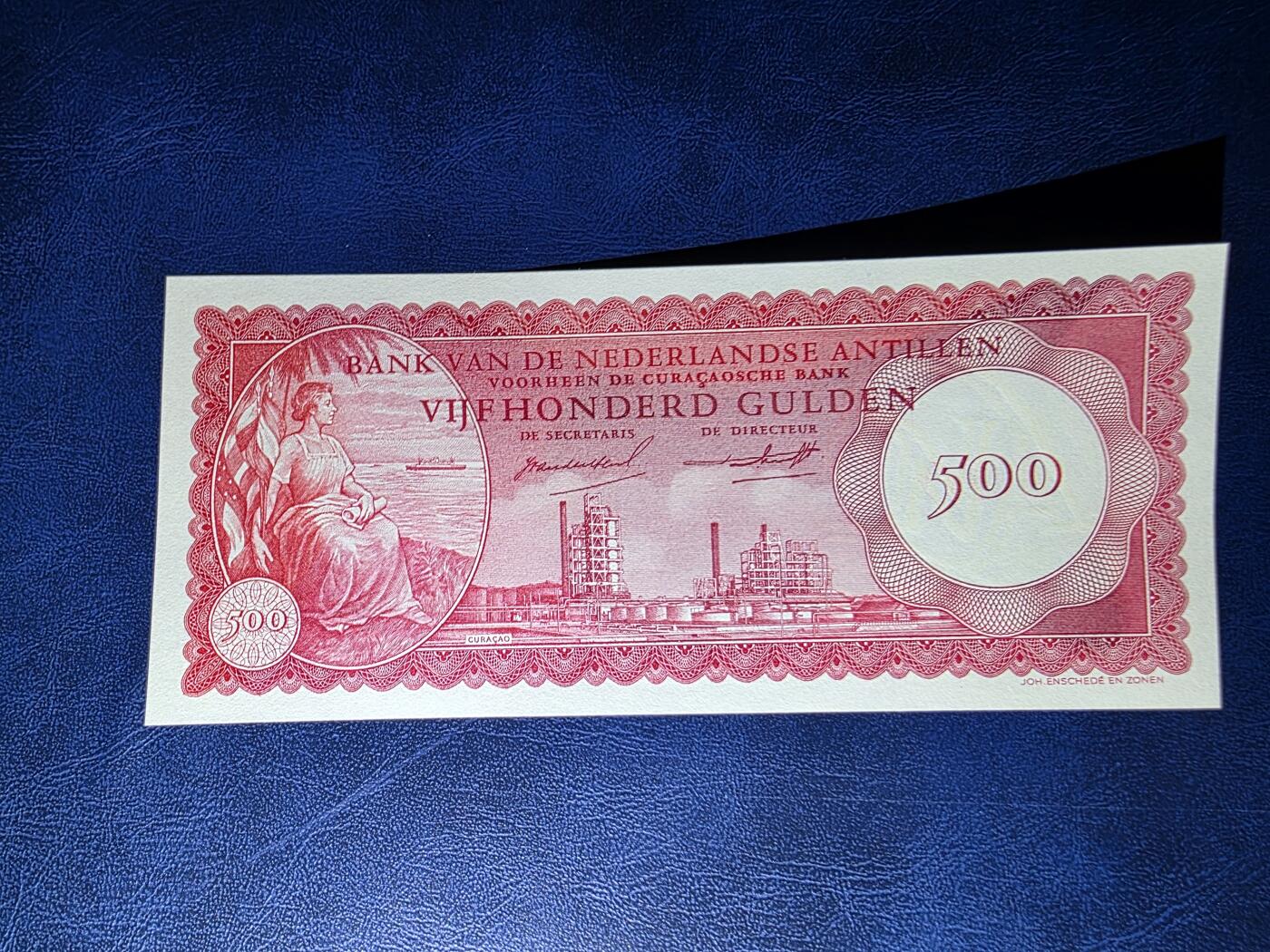叁拾收藏第34期 安的列斯1962年500盾  UNC