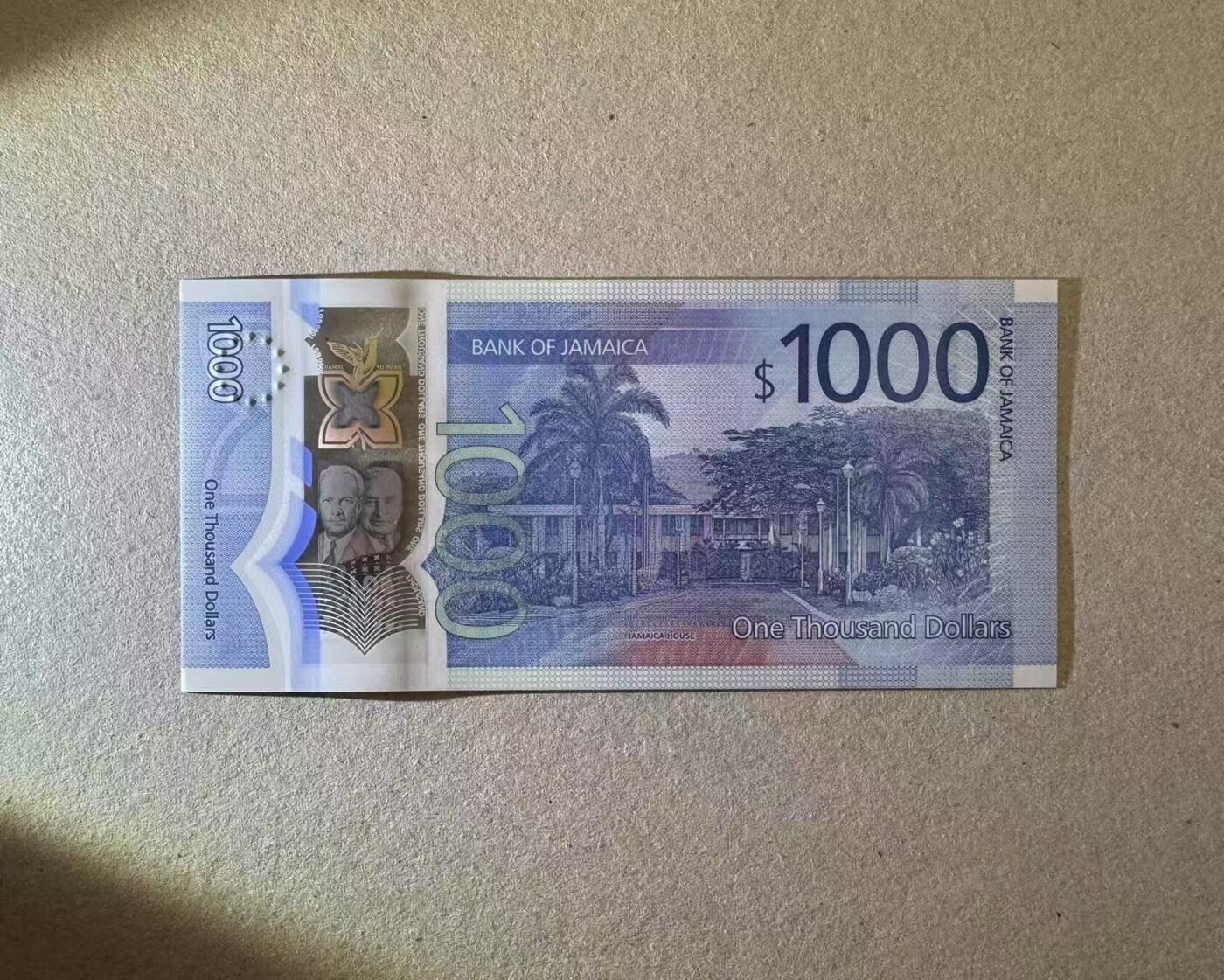 【Blue Auction】世界纸币精拍第776期——18级TOP拍卖/信誉/品质/专业/高效💫 【AA冠无47】牙买加 2022年1000元 全新UNC