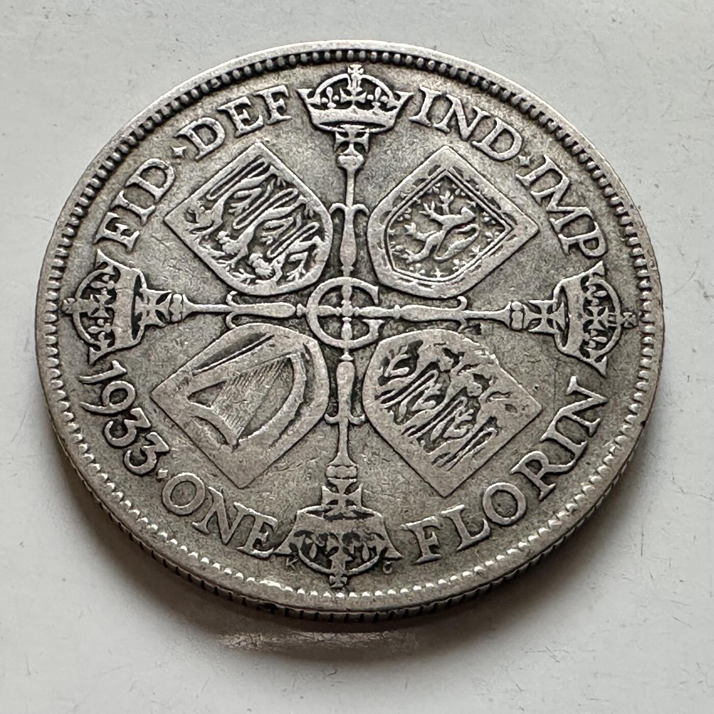 🌹外币初藏🌹🐯2026年第8场  每周二四六晚8️⃣点 接代拍 英国1933年1弗洛林银币 11.3克50%银