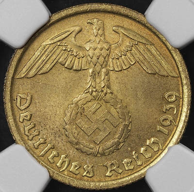 修遠堂世界钱币第101期 - NGC MS65 1939年德国10芬尼 D厂铭