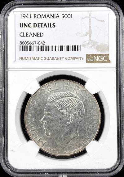 【雨安】【直播拍卖】【第0124期-评级币章】2026-01-17 周六 19:30 - [评级欧洲] Romania 罗马尼亚 500列伊 1941年  NGC-UNC