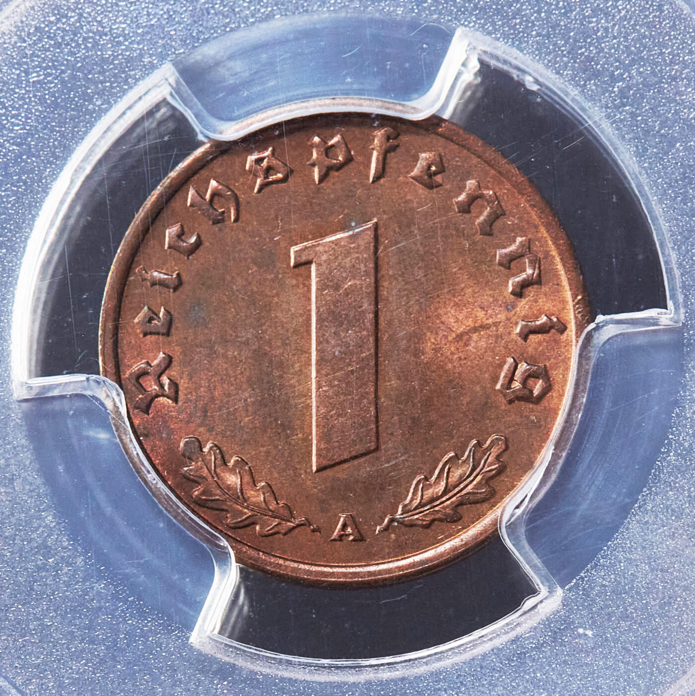 【俄甄集藏】“万象更新、马呈祥瑞”迎新春俄甄精品场-2026年(047)01-21 星期三 晚 19:30 全场包邮 德国第三帝国1940/1939年A版1、2芬尼铜币一对，PCGS MS64RB，转光品相，原图联系客服或者查询相关官网查看