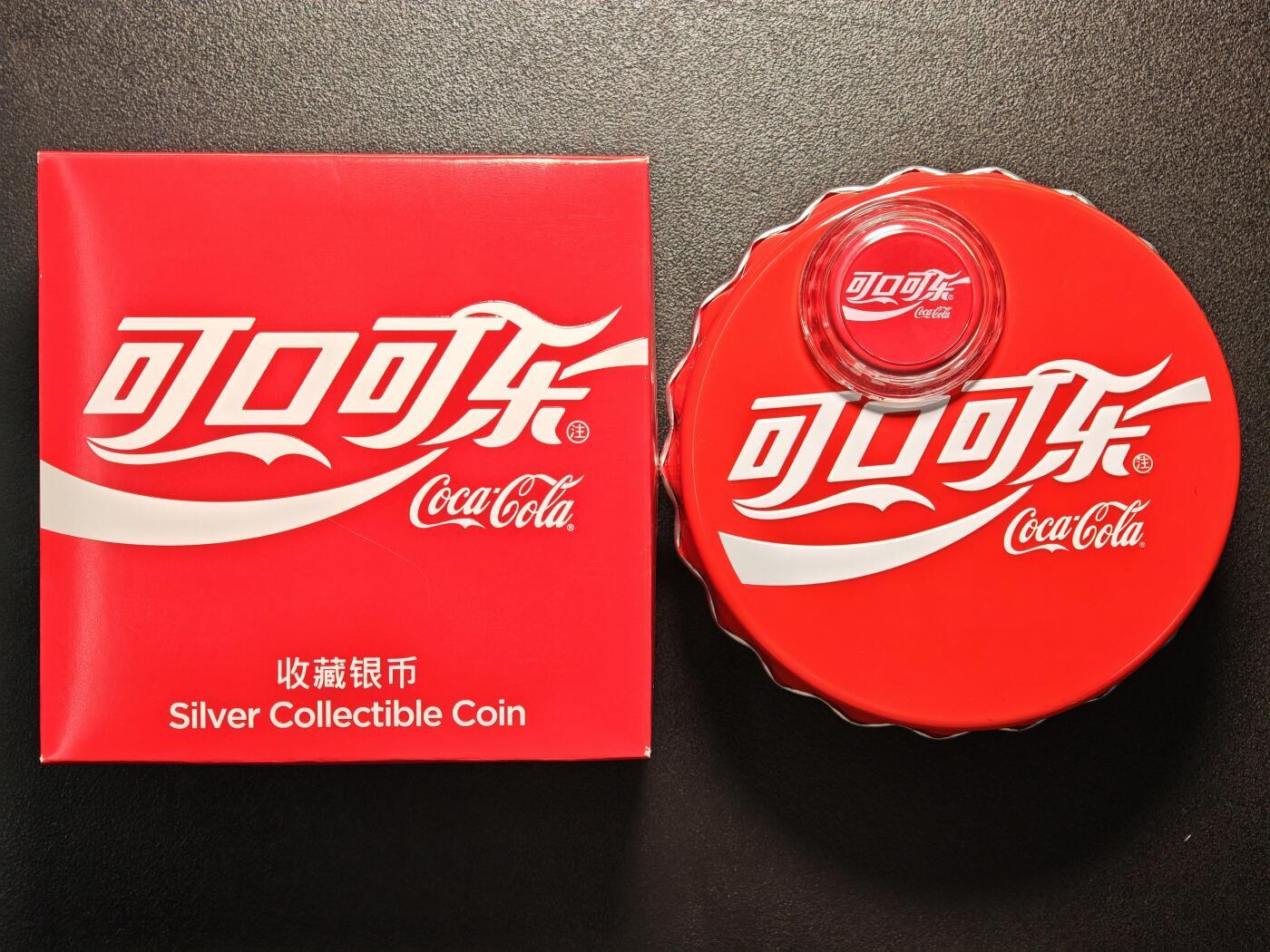 【德藏】世界币章拍卖第162期（拍品征集中~欢迎藏友联系） 2020年 斐济可口可乐(中文)1元异形纪念银币 原盒 6g 999银