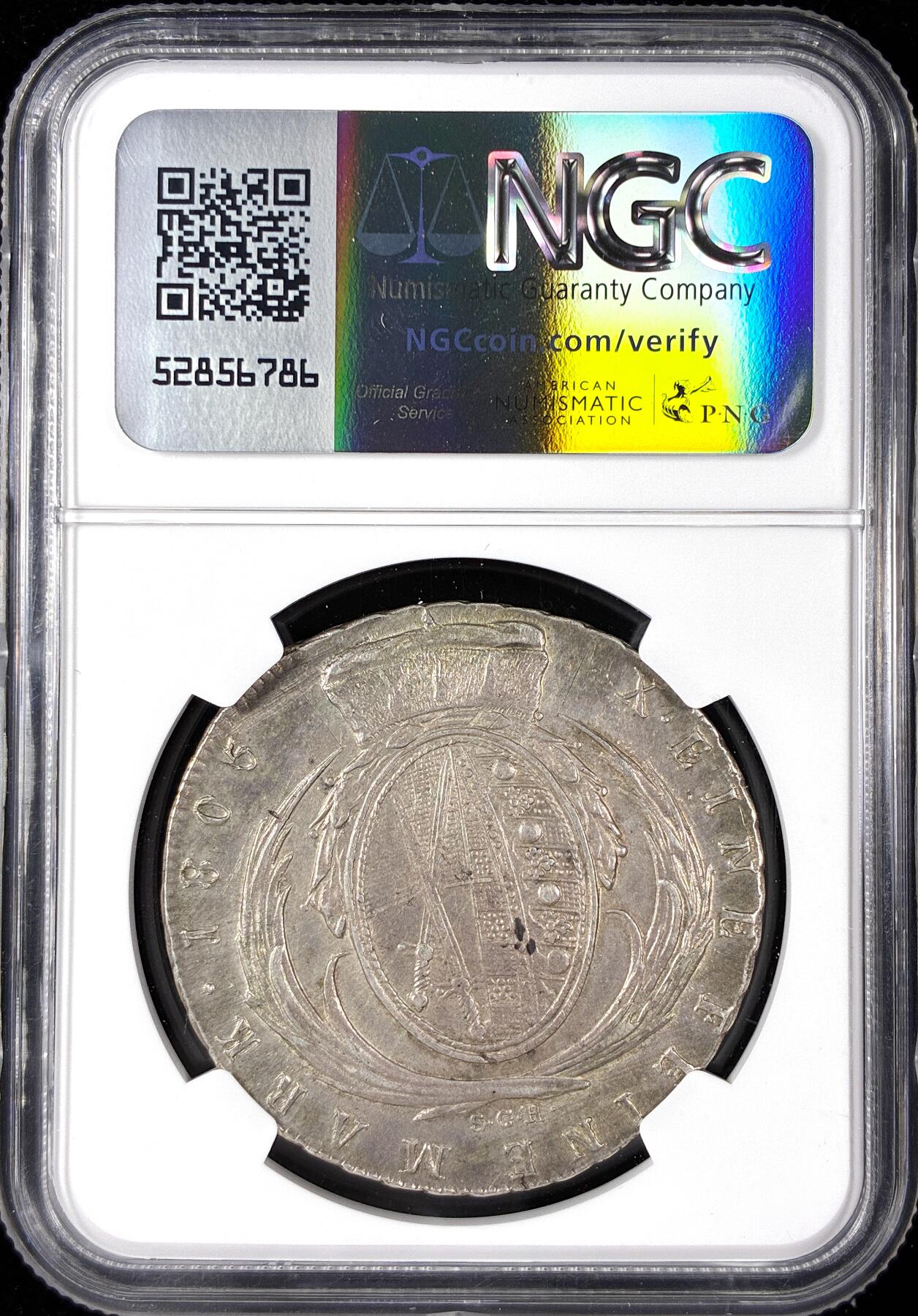 【雨安】【直播拍卖】【第0124期-评级币章】2026-01-17 周六 19:30 [评级德国] Germany 德国 德意志 1泰勒 Saxony萨克森 奥古斯特 军装 1805年  NGC-AU