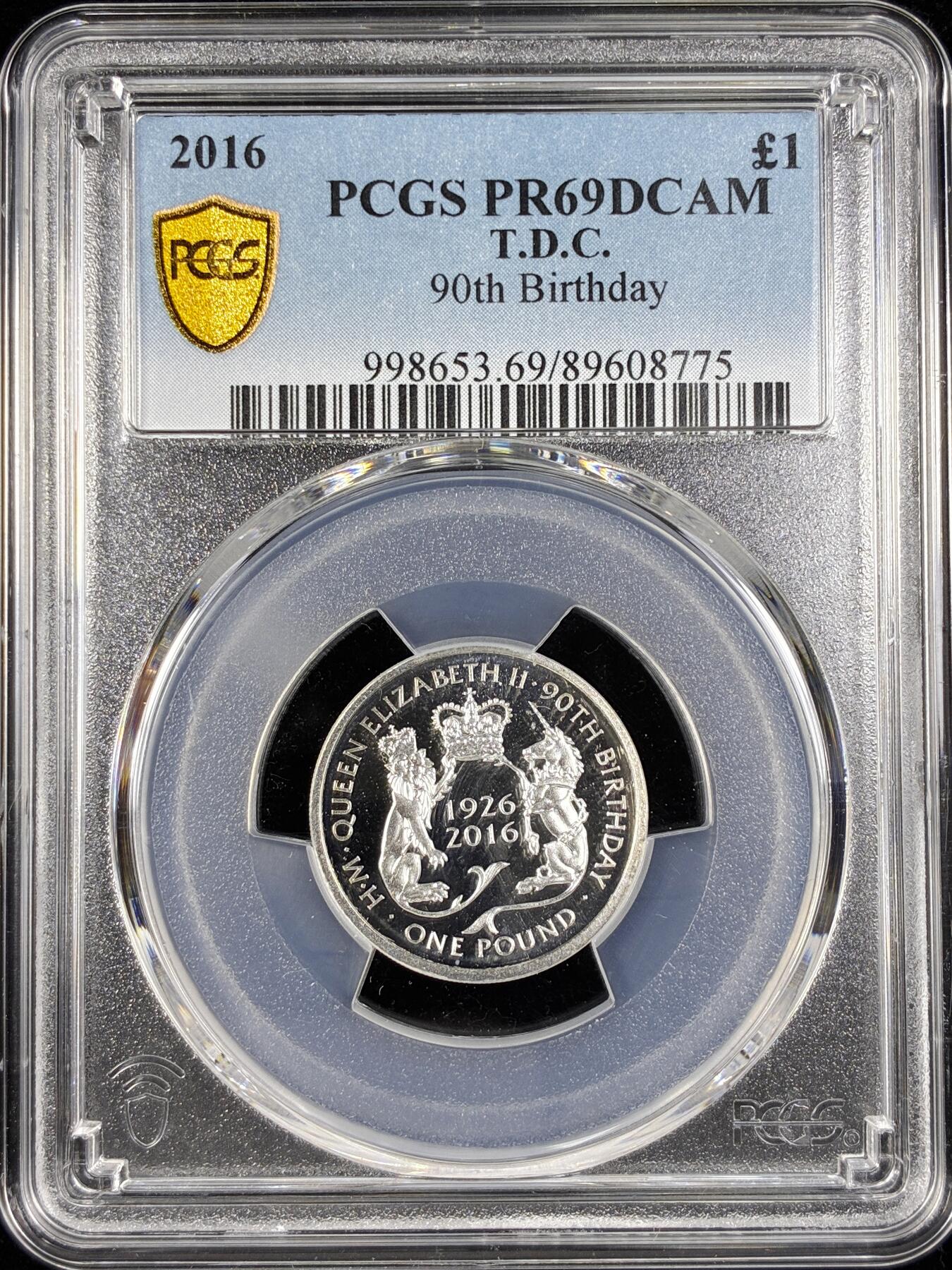 【雨安】【直播拍卖】【第0124期-评级币章】2026-01-17 周六 19:30 [评级现代] Tristan da Cunha 特里斯坦-达库尼亚群岛 1镑 2016年 伊丽莎白二世90岁 PCGS-PR69DCAM 精制币