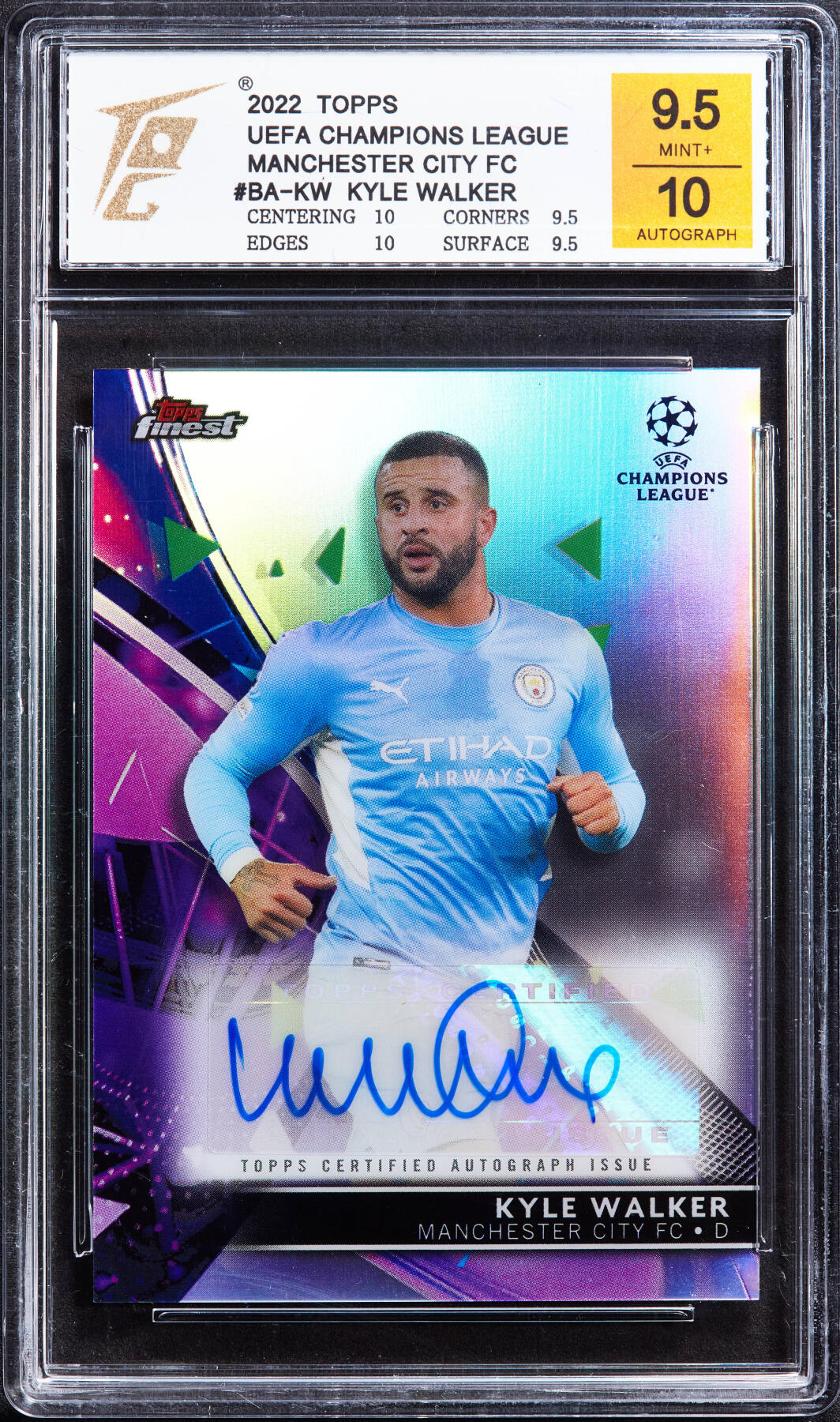 【俄甄集藏】“万象更新、马呈祥瑞”迎新春俄甄精品场-2026年(047)01-21 星期三 晚 19:30 全场包邮 卡片-Topps英国足球明星凯尔·沃克，TQG 9.5M/10.0A，2022年贴签