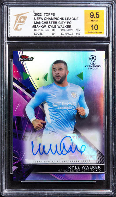 【俄甄集藏】“万象更新、马呈祥瑞”迎新春俄甄精品场-2026年(047)01-21 星期三 晚 19:30 全场包邮 - 卡片-Topps英国足球明星凯尔·沃克，TQG 9.5M/10.0A，2022年贴签