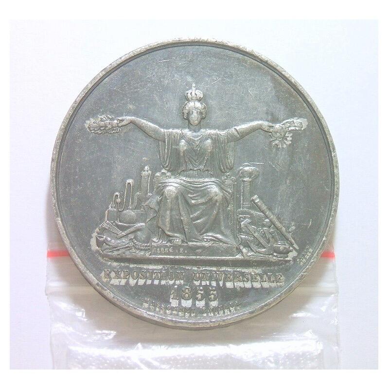 【旋风钱币】1月17日19:00准时开拍 精美欧洲币章、银币银章、第三帝国钱币等 全场包邮！ 法国1855年 欧仁妮皇后+女神高浮雕精制大合金章 50MM