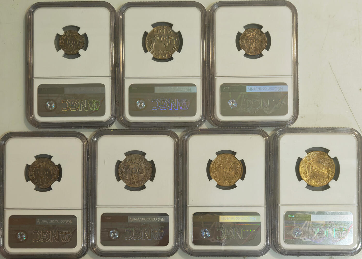 NGC 1935-1940巴西老币好品14枚