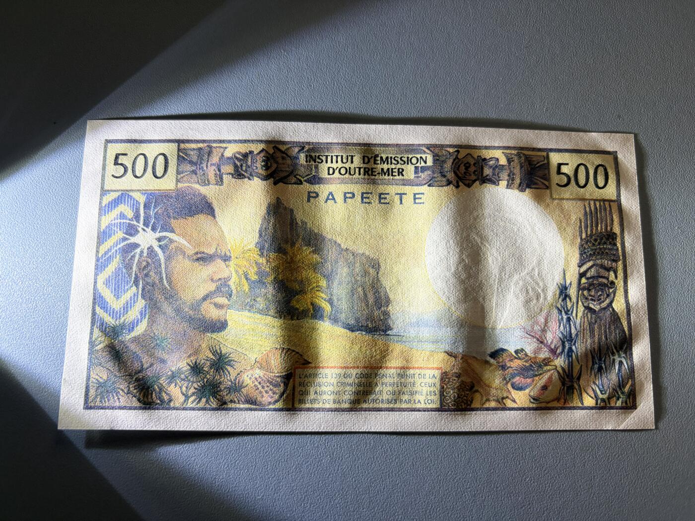 咖啡豆•收藏 2026年Jan_21th世界各国纸币拍卖 塔希提 1985年 500法郎 全新UNC 外国纸币