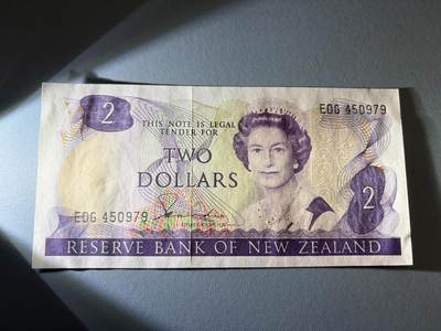 咖啡豆•收藏 2026年Jan_21th世界各国纸币拍卖 - 新西兰 1981-85年 2元 全新UNC 外国纸币 女王钞