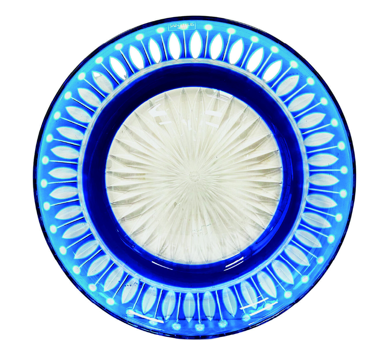 上海拍卖行2025年秋季古董珍玩拍卖会 法国St.Louis(圣路易斯)Tommy系列皇家蓝套色水晶果盘(直径:29cm)