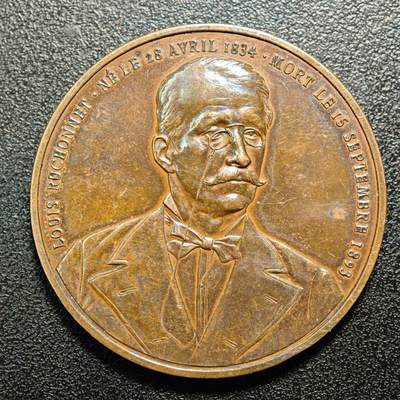 【德藏】世界币章拍卖第162期（拍品征集中~欢迎藏友联系） - 1893年 瑞士政治家路易·吕绍内纪念铜章 直径约：45.3mm；重约：40g