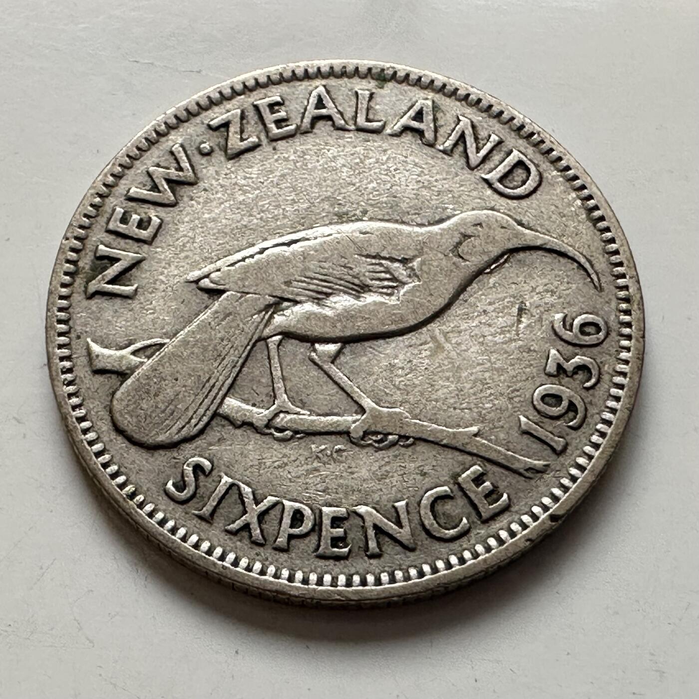 🌹外币初藏🌹🐯2026年第8场  每周二四六晚8️⃣点 接代拍 新西兰1936年六便士银币 2.83克50%银