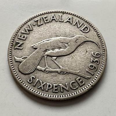 🌹外币初藏🌹🐯2026年第8场  每周二四六晚8️⃣点 接代拍 - 新西兰1936年六便士银币 2.83克50%银