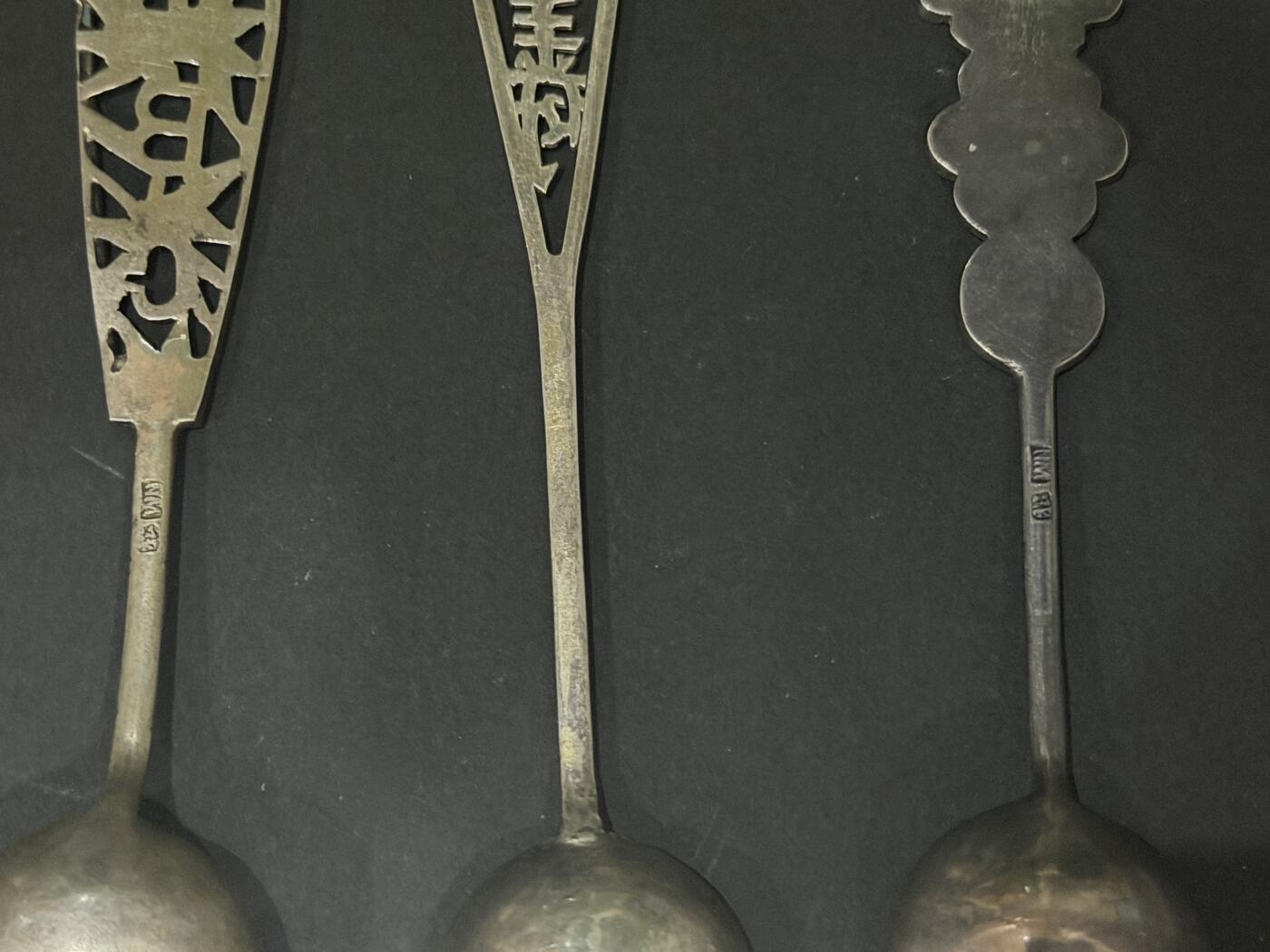 海外回流精品专场（鸽子请绕行） 欧洲回流清代纯银勺子三把-35.7克