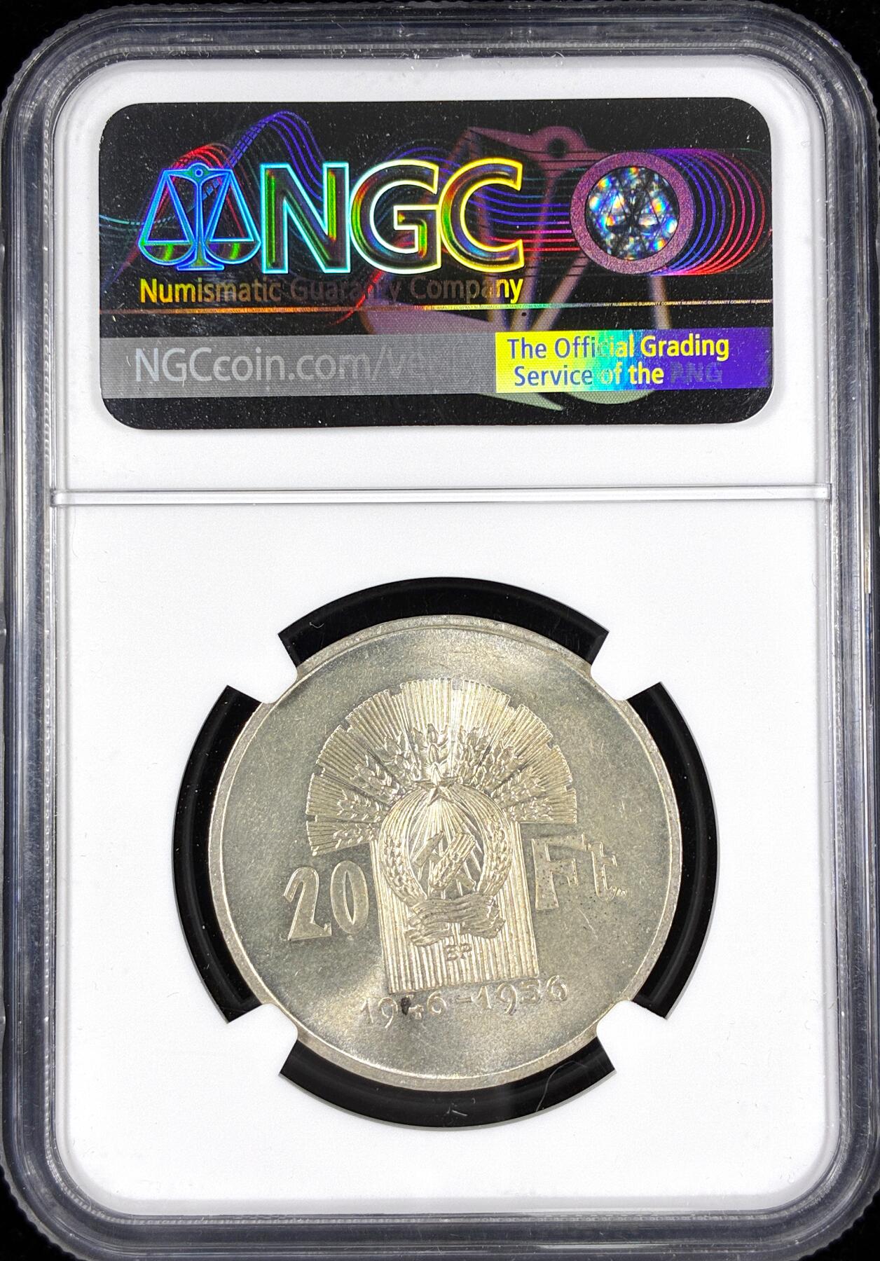 【雨安】【直播拍卖】【第0124期-评级币章】2026-01-17 周六 19:30 [评级现代] Hungary 匈牙利 20福林 1956年 福林10周年  NGC-UNC