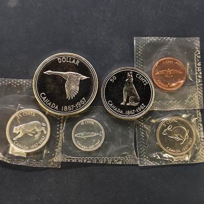 【全场包邮】纯粹捡漏拍495场-持续更新中 - 加拿大1967年联邦百年4银1镍1铜（含纯银34.51克）纪念套币6枚全套