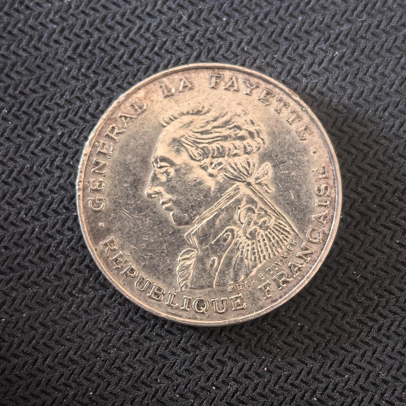 道一币馆币章第一百六十三场 法国1887年拉法耶特将军100法郎银币  15g 900s