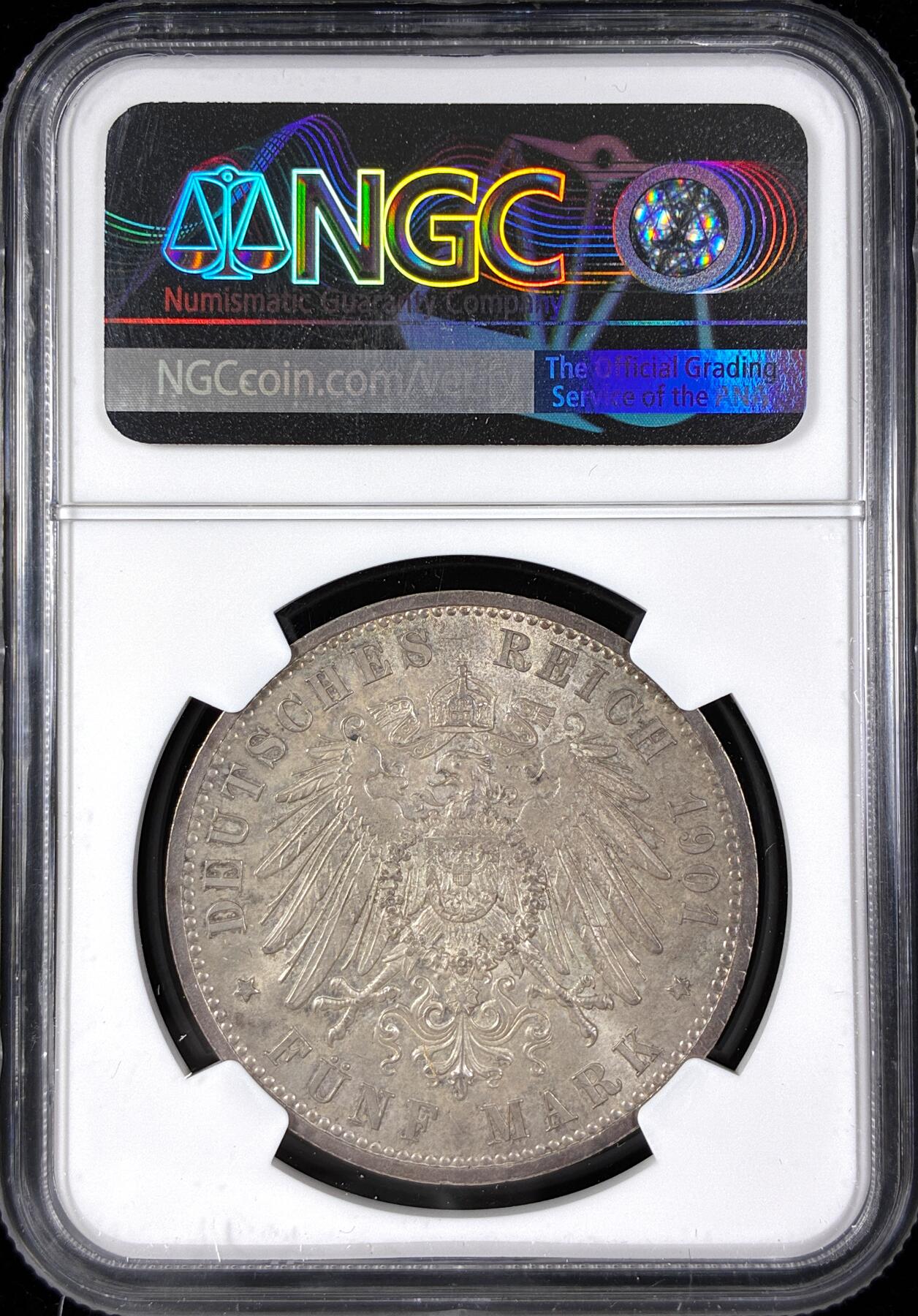 【雨安】【直播拍卖】【第0124期-评级币章】2026-01-17 周六 19:30 [评级德国] Germany 德国 帝国 J.106 普鲁士 5马克 (1901) 建国 1901年  NGC-UNC