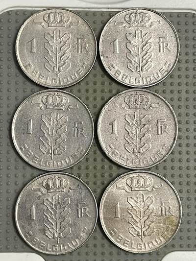 2026年第12场各国散币拍卖（总第162场）16.17两天外出，18号可以发货 - 比利时1法郎法语版6枚