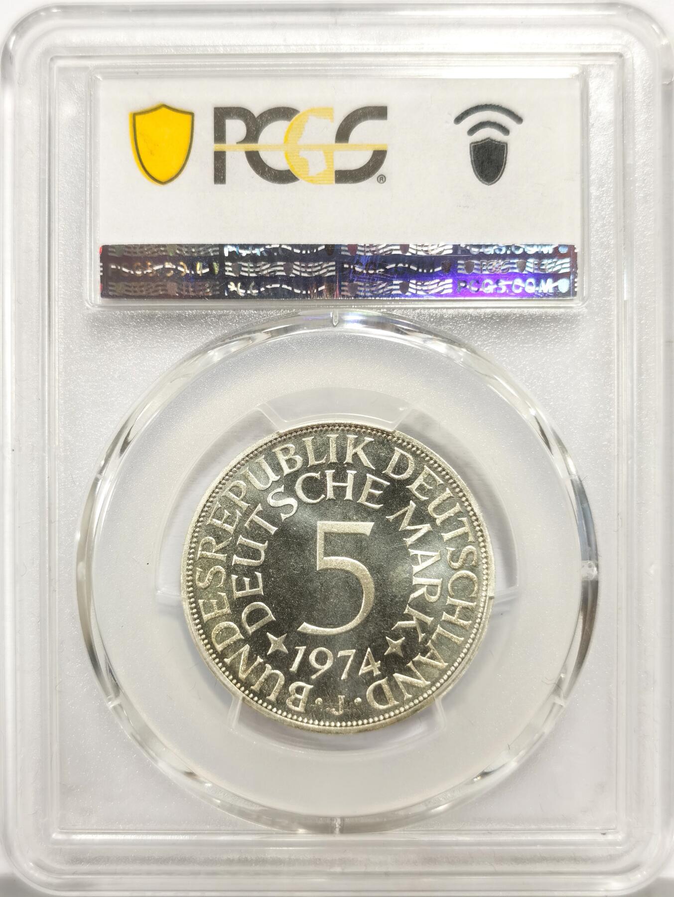 博洋堂世界钱币拍卖第157期（全场包邮） PCGS MS66 德意志联邦1974年5马克银币，西德最后发行的5马克银币兼具“贵金属币”与“历史节点”双属性