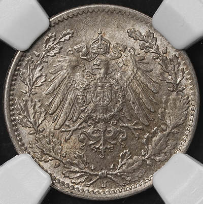 修遠堂世界钱币第101期 - NGC MS64 1918年德国1/2马克银币 J厂铭