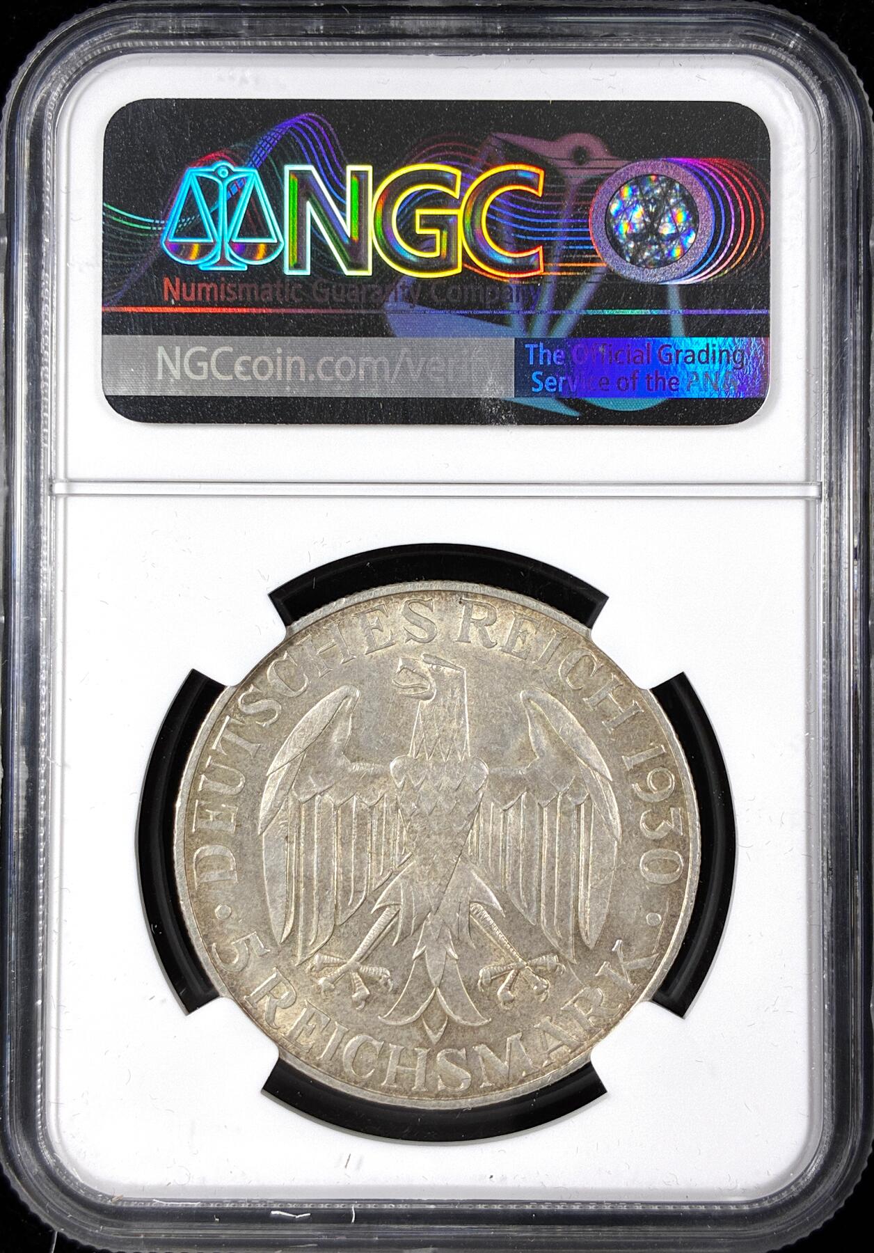 【雨安】【直播拍卖】【第0124期-评级币章】2026-01-17 周六 19:30 [评级德国] Germany 德国 魏玛 5马克 KM#68 飞艇 1930年  NGC-MS62