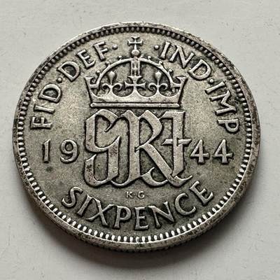 🌹外币初藏🌹🐯2026年第8场  每周二四六晚8️⃣点 接代拍 - 英国1944年6便士银币 2.8克50%银