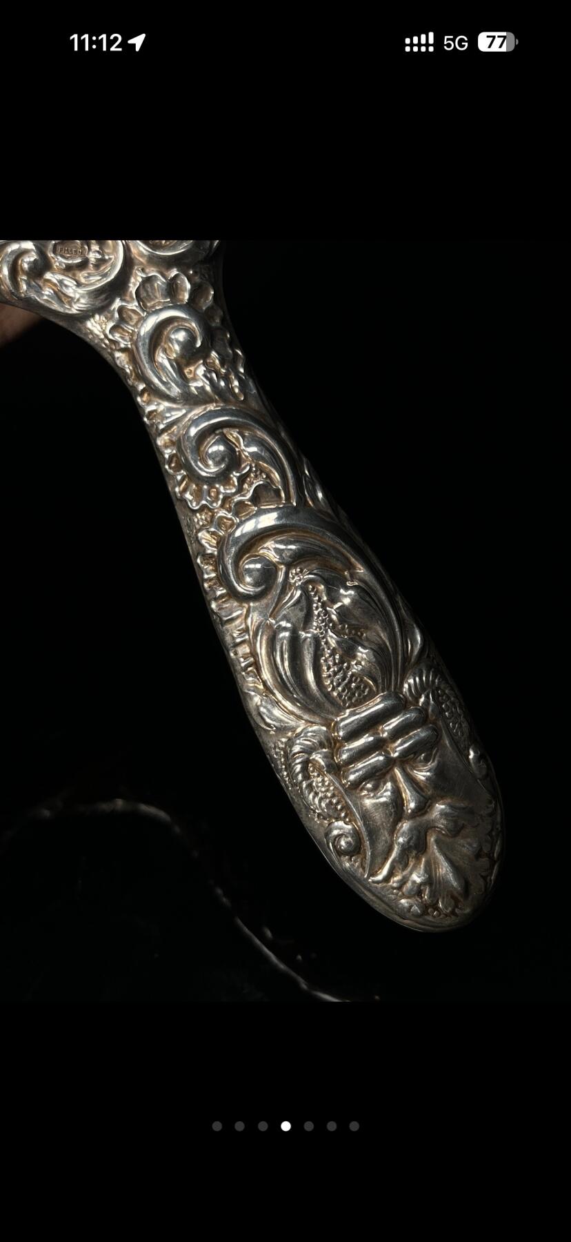 回流银器杂项 288克欧洲风格20世纪左右银手镜一件，点测局部表面含银量92%左右